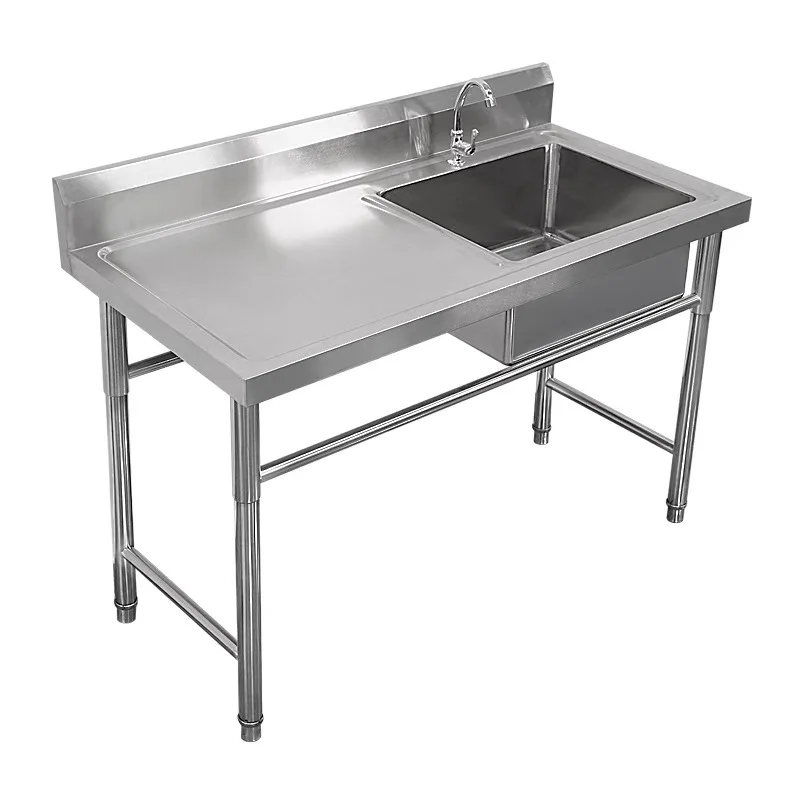 Commercial Kitchen Plumbing - 브래킷이 달린 상업용 스테인레스 스틸 싱크대,