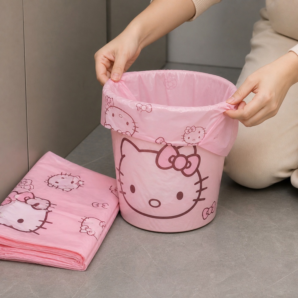 핑크색 만화 고양이 프린트 조끼형 쓰레기봉투 50개입  - Commercial Kitchen Bin 리뷰 및 가격