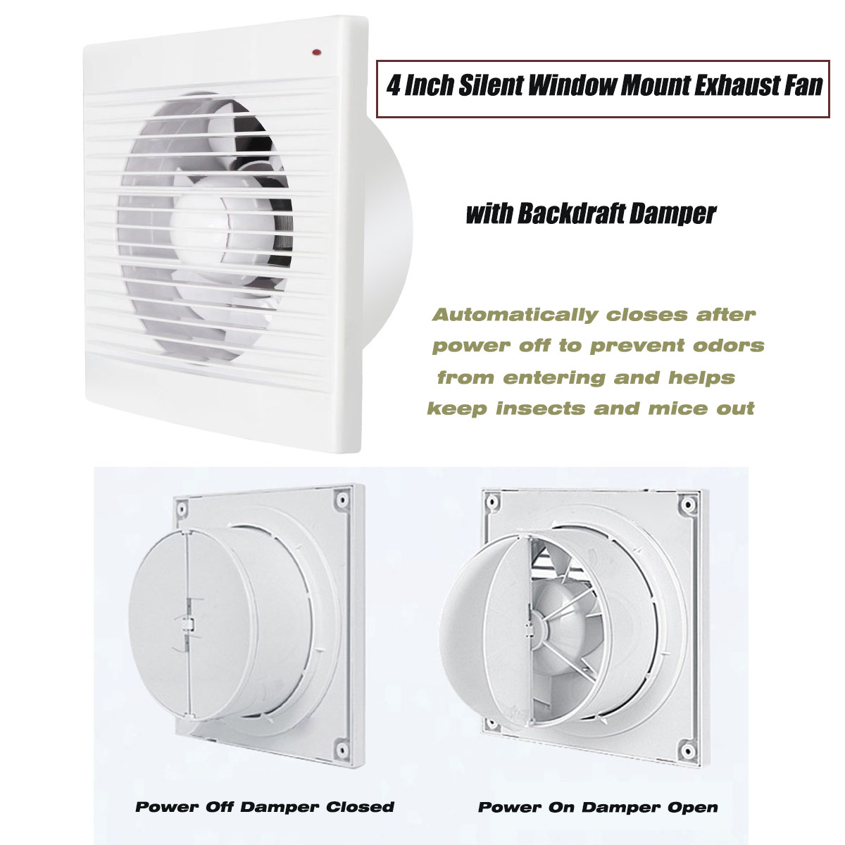 4인치 무소음 창문 장착 배기 팬(역류 댐퍼 포함),  - Commercial Kitchen Ventilation 리뷰 및 가격