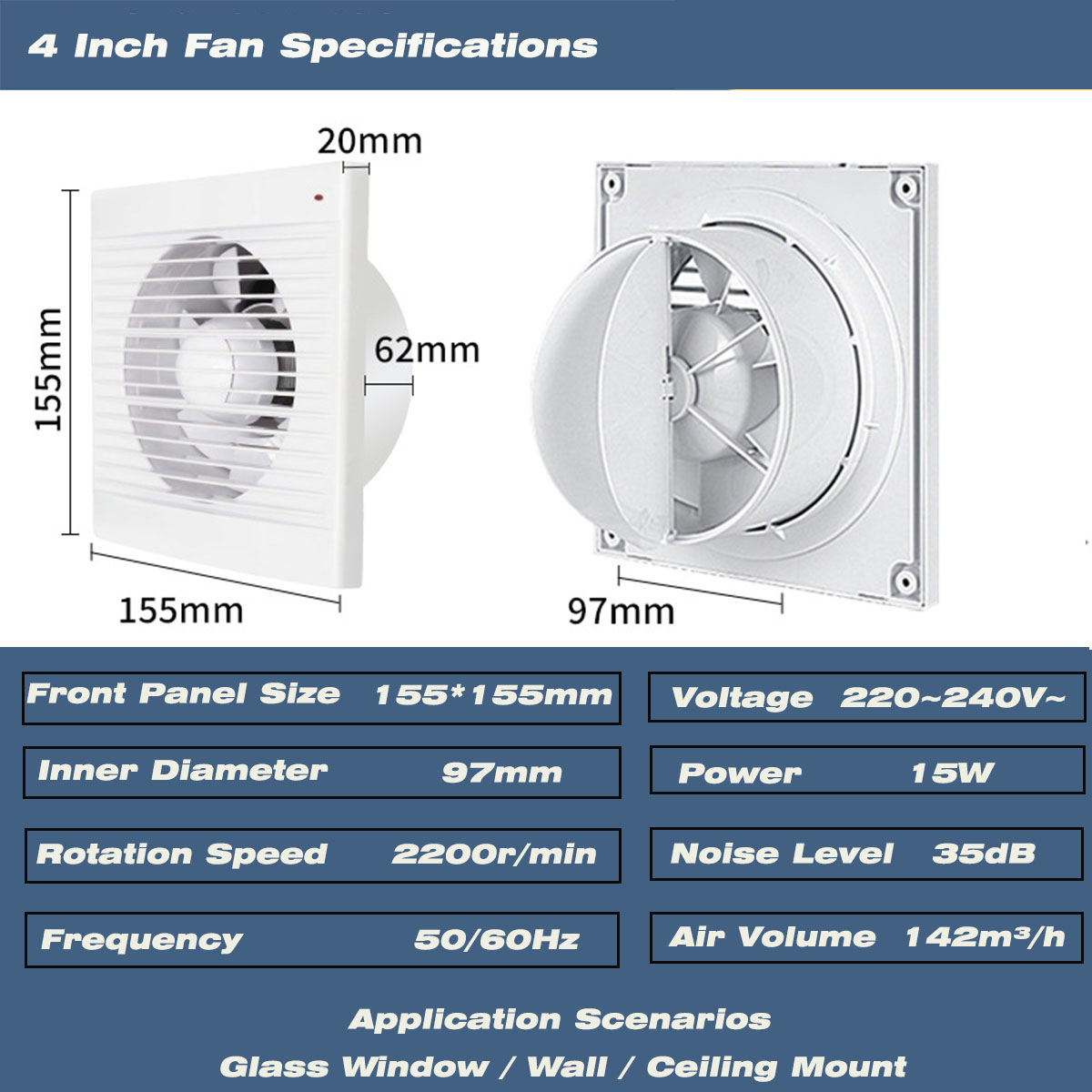 4인치 무소음 창문 장착 배기 팬(역류 댐퍼 포함),  - Commercial Kitchen Ventilation 리뷰 및 가격