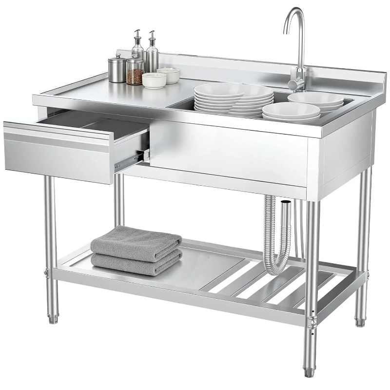 스테인리스 스틸 서랍형 싱크대, 배관 포함, 싱글볼 상 - Commercial Kitchen Plumbing 리뷰 및 가격