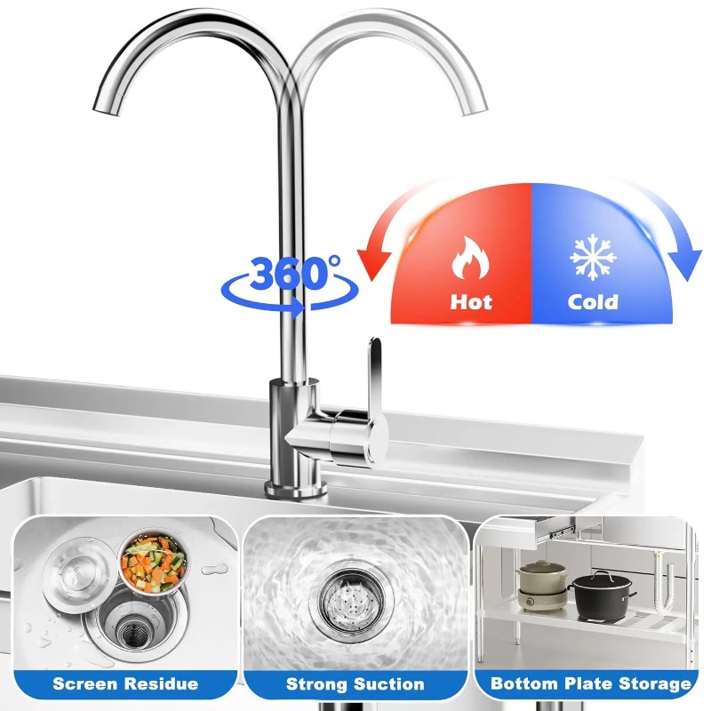 스테인리스 스틸 서랍형 싱크대, 배관 포함, 싱글볼 상 - Commercial Kitchen Plumbing 리뷰 및 가격