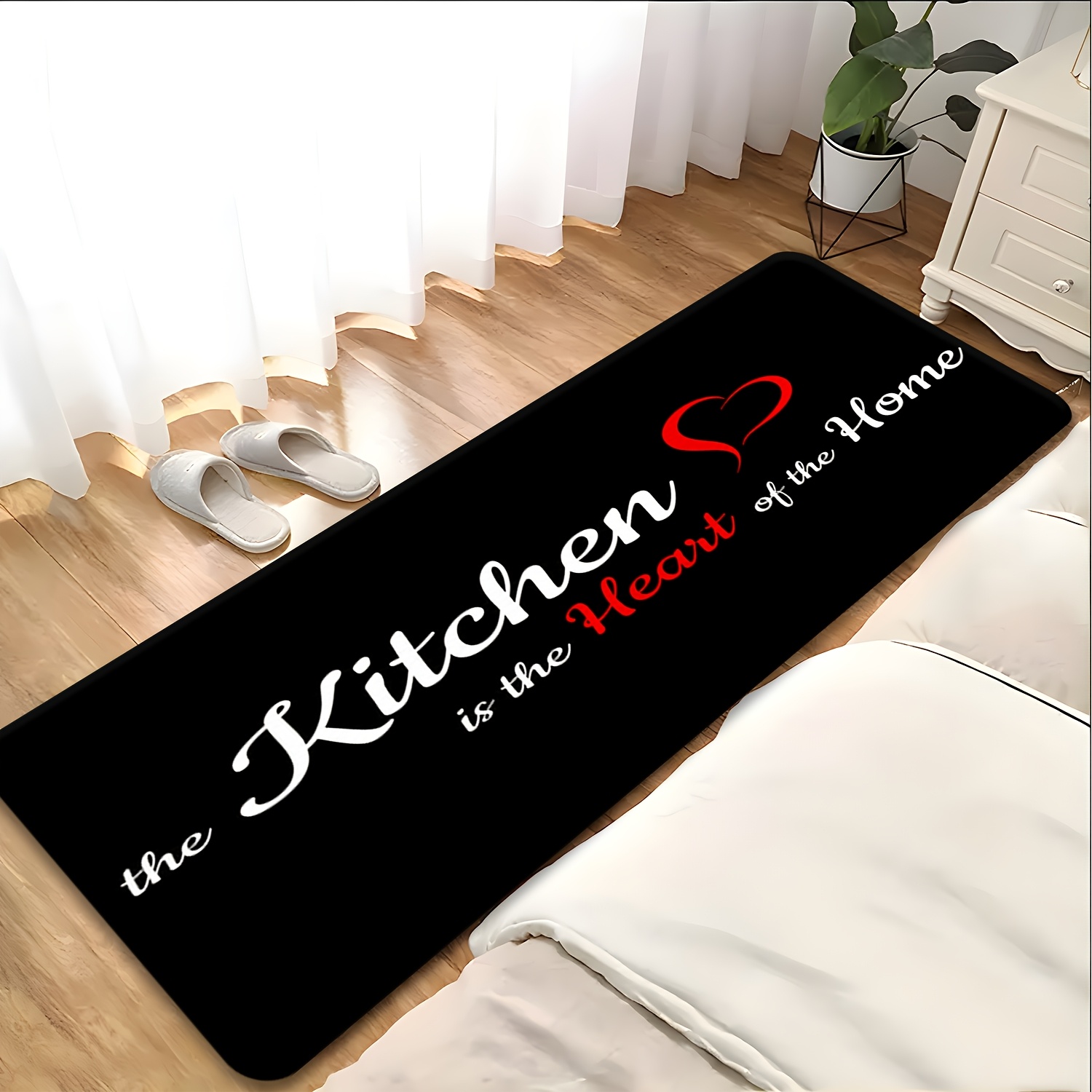 주방은 집의 심장이다 - 주방 러너 러그, 블랙 베이스 - Commercial Kitchen Quotes 리뷰 및 가격